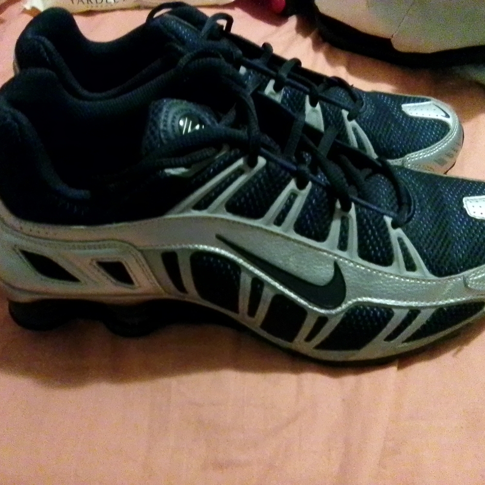 Nike Men's Navy and Silver Athletic Shoes